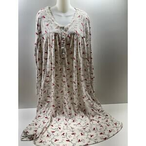Secret Treasures Nightgown Plus 3X (22-24)Red Cardinal Velour Plush Grandma Core